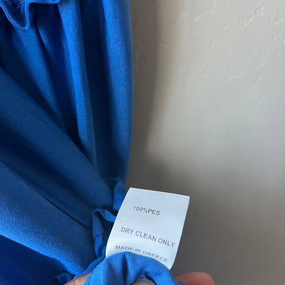 Kasia Dress Blue Halter Tiered Sleeveless Boho Maxi Dress Size M - Picture 8 of 8